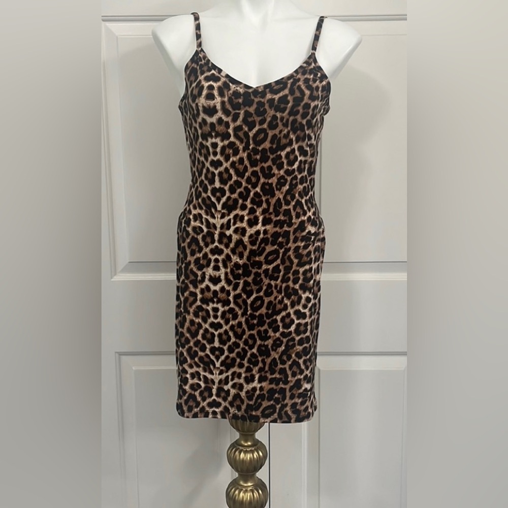 Popular 21  Mini Leopard Print Spaghetti Straps Dress Size L